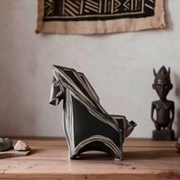Décoration artistique, cheval noir en céramique, ornement de table, vase, statue, décoration de la maison, figurine d'animal, accessoires d'intérieur