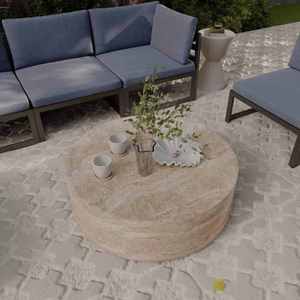 Tavolino da Caffè Convertibile WAISS Moderno e Minimalista, Effetto Travertino, <span class=keywords><strong>Arredo</strong></span> per <span class=keywords><strong>Soggiorno</strong></span>, Mobili per la Casa - Product Image 4