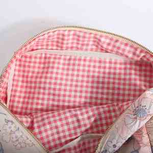 Large Capacity Ladies Floral Cosmetic Bags DIY Printing Gingham Inner Cotton Multicolor Travel <b>Storage</b> Makeup Organizer Pouches - Product Image 4