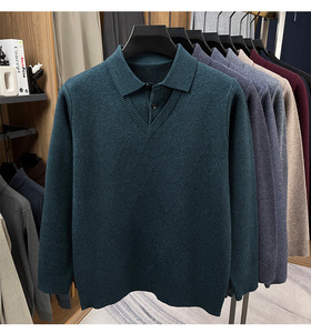 Nouveau <span class=keywords><strong>pull</strong></span> en laine pour <span class=keywords><strong>homme</strong></span> à col à revers, tricoté, décontracté, <span class=keywords><strong>chaud</strong></span>, demi-boutonné, <span class=keywords><strong>pull</strong></span> en laine uni pour <span class=keywords><strong>homme</strong></span> - Product Image 4