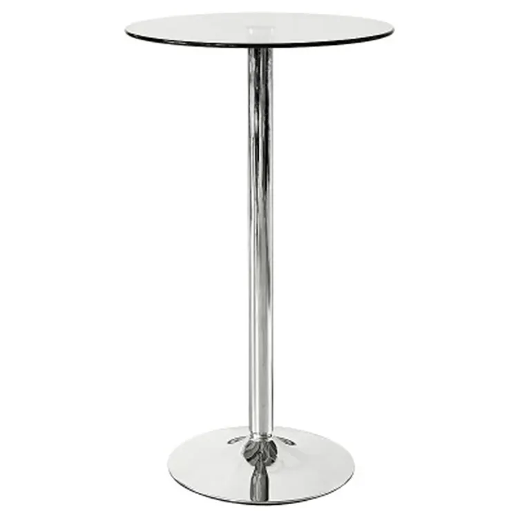 Hot Selling Simple Round Pub Used High Glass Top Cocktail Adjustable Bar Table