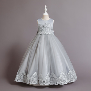 4-16 anni giovane ragazza ricamata <span class=keywords><strong>abiti</strong></span> lunghi in rete con perline occasione formale bambini damigella d'onore che ospita costumi <span class=keywords><strong>cerimonia</strong></span> di esibizione - Product Image 5