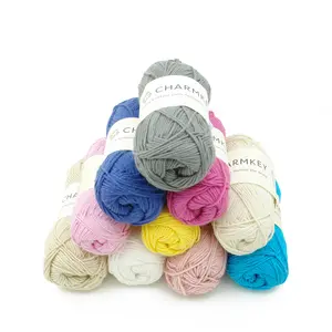 Charmkey Factory Wholesale Ball Yarn 50g Dyed Color For Hand Knitting Crochet Baby Kids Sweater Bags 100% Combed Cotton Yarn