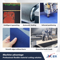 Machine de découpe de tissus à couteau vibrant CNC, très demandée, pour diverses applications : chaussures, sacs à main, boîtes en tissu, tapis de voiture