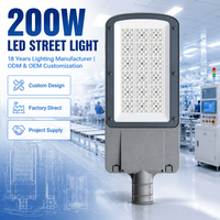 Lampadaire LED 200W avec boîtier en aluminium moulé sous pression IP66, éclairage extérieur pour parcs industriels et routes d'accès