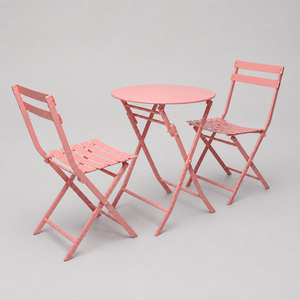 Wholesale Folding Metal Table and Chairs <strong>Set</strong> 3 Piece Outdoor <strong>Bistro</strong> Furniture for Cafe Balcony Garden Patio Courtyard - Product Image 2