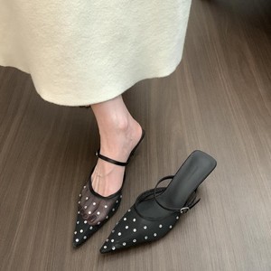QuiteS 2026 Novo Verão Francês Apontou Toe Mesh Toe Tamanho Grande Stiletto Sandálias Casuais Elegante Festa de Luxo Sapatos para As Mulheres - Product Image 2