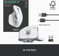 Souris sans fil MX Master 3S d'origine 100% DPI, molette de défilement à décalage automatique, interface USB, rétroéclairée par LED pour une utilisation au bureau, 8000