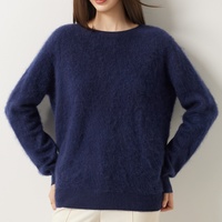 Eleganter Minimalistischer Wollpullover 100% Natürliche Wolle Strickware Gebürsteter Finish Rundhals Maßgefertigter Strickpullover für Damen