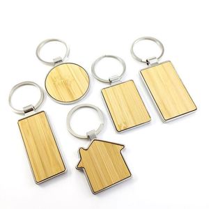 Llavero de madera de bambú ecológico personalizado con forma de casa, bola redonda o cuadrada de metal de aleación, regalo de empresa al por mayor - Product Image 5