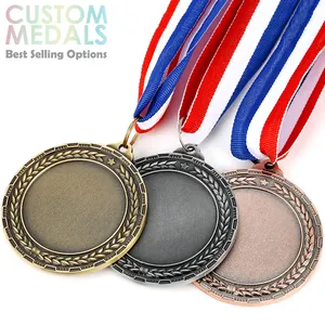 Custom Zinc Alloy Antique Metal Brass Copper Bronze Plating Blank Insert Award Medal For Sport