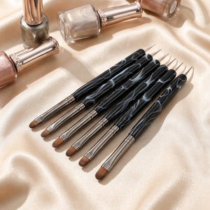 Ensemble de 6 pinceaux à ongles en gel ovales ronds, manche en plastique, poils en nylon durables, pour kits de manucure - Product Image 6