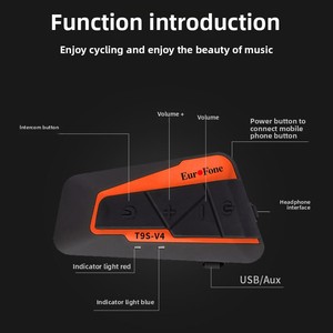 블루투스 인터콤 ABS 방수 헤드 마운트 무선 헤드셋이 장착 된 오토바이 헬멧 - Product Image 4