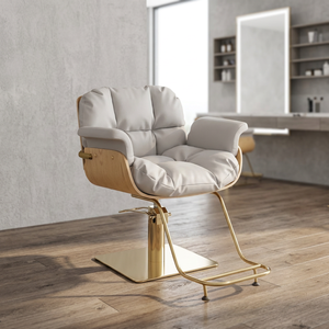 Fauteuil de Barbier Noir Rembourré, Chaise de Coiffure Pivotante avec Support Latéral, Mobilier Moderne pour Salon de Beauté - Product Image 4