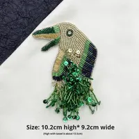 Patchs brodés 3D faits main en PVC perlé à coudre, motifs animaux (caméléon, oiseau), à pampilles, ou en forme de médaille, pour la décoration de vêtements, chaussures et sacs