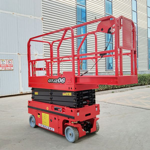 Elevador de tijera Eléctrico Autopropulsado Nueva construcción de acero Funciona con pilas 8m 10m 12m 14m Capacidad hidráulica de 300kg para granja - Product Image 4