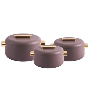 Bộ 3 cái Vàng Xử lý kim loại thực phẩm ấm hơn <span class=keywords><strong>container</strong></span> hai lớp cách nhiệt hộp 1l-2l-3. 5L trở lại trường nhà bếp phụ kiện - Product Image 3