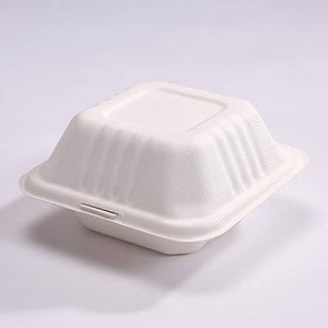 Herstellerfabrik Kompostierbare Biologisch Abbaubare Verpackung Einweg-Bagasse-Burger-Pulp-Papierbox - Product Image 5