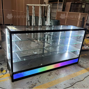 Thiết kế mới 6ft kính hiển thị Showcase với chạy ánh sáng khung nhôm tầng thường vụ hiển thị quầy khói cửa hàng hiển thị trường hợp - Product Image 3