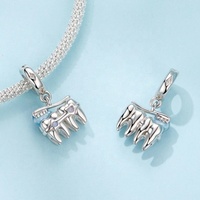 En gros, Breloques, Pendentifs et Bijoux fins uniques et mignons en Argent sterling 925, motif dent, avec émail et opale, pour porte-clés et colliers
