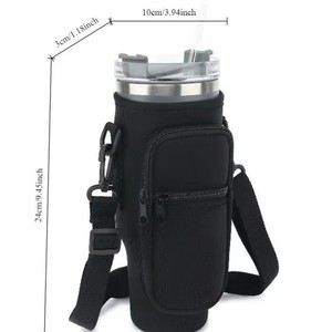 Funda para botella de agua con aislamiento y bolsillos de almacenamiento, correa ajustable para viajes y uso al aire libre - Product Image 4