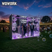 WOWORK Grande toile de fond photo murale pour photomaton avec papier miroir et ballons, facile à assembler pour la décoration d'événements et de fêtes