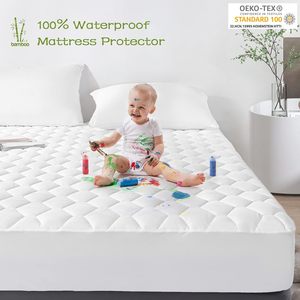 Protecteur de <span class=keywords><strong>matelas</strong></span> matelassé <span class=keywords><strong>imperméable</strong></span> en bambou, écologique, respirant, silencieux, anti-poussière, lavable en machine - Product Image 2