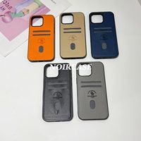 Casing HP Kulit PU Bisnis dengan Slot Kartu, Logo Embos, Anti Benturan, Model Dompet, untuk iPhone Samsung Android Grosir
