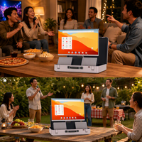 Hub de divertissement portable avec écran tactile de 27 pouces, système d'exploitation Android 14, haut-parleurs doubles de 45 W, étui de transport pour le divertissement en voyage