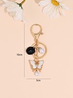 Porte-clés Papillon en Alliage de Zinc Émaillé avec Pendentif Coquillage, Breloque de Sac Tendance pour Femme, Anneau de Clés avec Fermoir Mousqueton