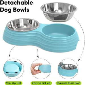 Juego de Platos para Perro de Acero Inoxidable, Plato Doble para Comida y Agua, Antideslizante, para Perros Medianos - Product Image 6