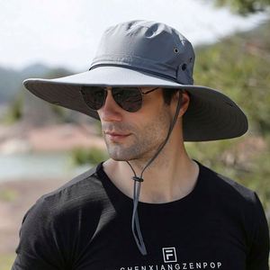 Sombrero de pescador impermeable y transpirable de ala ancha para senderismo al aire libre, gorra de pescador personalizada con cordón, venta al por mayor - Product Image 5