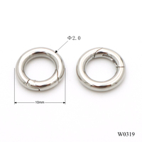 Connecteur de bijoux en acier inoxydable de qualité supérieure, le plus petit, avec anneau à ressort, anneaux O ronds à ressort, fermoir étanche, clip à pression métallique