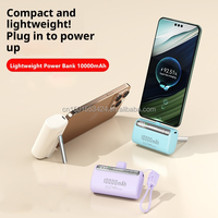 Batterie externe premium 10000 mAh avec câble Type-C intégré, charge rapide PD 20W, chargeur portable mini léger, sorties USB-C