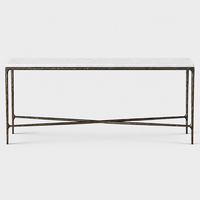 Table console élégante haut de gamme en marbre, avec base en laiton massif ou en acier inoxydable massif forgé à la main, pour villa et mobilier de maison