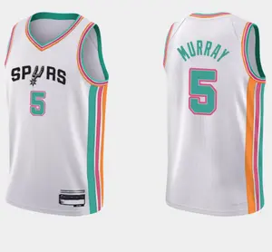 2023 New Basketball Stitched/Hot Pressed Jersey San Antonio Spur #5 Dejounte Murray 75th Anniversary City White Jersey