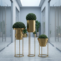 Décoration de salle de sport, grands pots et jardinières pour arbres, pots à plantes argentés pour la décoration du salon