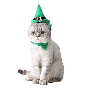 Veludo Verde Bola Dress-Up para Gatos Cães Europeu Americana Festa de Natal Elemento Poliéster Animal Padrão Apresentando Pointy <span class=keywords><strong>Hat</strong></span> - Product Image 5