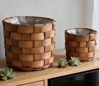 Ensemble de paniers à plantes en bois tressé naturel fabriqués en Chine, porte-pot de fleurs d'intérieur avec doublure intérieure imperméable