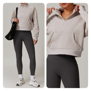 <span class=keywords><strong>Felpe</strong></span> a maniche lunghe da <span class=keywords><strong>donna</strong></span> Pullover <span class=keywords><strong>con</strong></span> <span class=keywords><strong>cerniera</strong></span> mezza Zip e tasche in pile <span class=keywords><strong>con</strong></span> collo alto a <span class=keywords><strong>cerniera</strong></span> - Product Image 5
