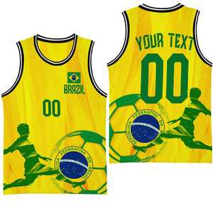 Maillots personnalisés de numéro d'équipe Brésil Football Basketball Enfants Tops pour Garçons Filles Sports Wearable Game Day Outfit - Product Image 3