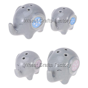 Wedding Party món quà lưu niệm ít đậu phộng màu hồng và màu xanh gốm Elephant salt và Pepper Shakers - Product Image 3