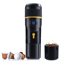 Cafetière électrique portable pliable avec poignée, 20 bars, compatible capsules et café moulu, recharge USB, idéale pour le camping