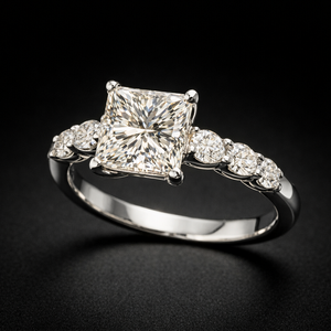 Simple platinum <b>diamond</b> <b>ring</b> for women minimal engagement wedding <b>ring</b> elegant fine jewelry gift for her - Product Image 2