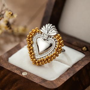 Thời Trang Thiên Chúa Giáo Chúa Giêsu Thánh Tâm Xung Quanh Hạt Quyến Rũ Ngón Tay Nhẫn Với 18K Mạ Vàng Tôn Giáo Đồ Trang Sức Nhẫn Cho Phụ Nữ - Product Image 4