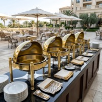 Ensemble de réchauds de luxe à couvercle roulant, chauffe-plats commerciaux en acier inoxydable pour buffet avec supports à combustible, équipement de restauration
