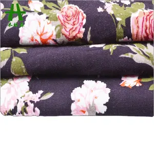 Mulinsen Textile Knit Rayon Printed Fabric Viscose Open End with Flower Pattern