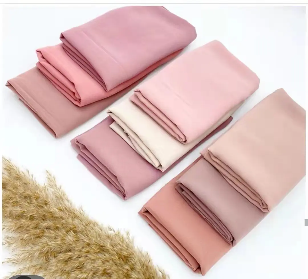 Support custom brand small quantity collection heavy chiffon new shade solid color high quality pearl chiffon hijab scarf