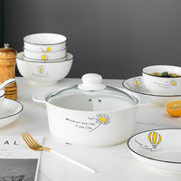 Vente en gros boîte de couleur ensemble de vaisselle en céramique mignon pour la maison, bol, assiette, service de table pour 6 8 10 12 personnes, vaisselle