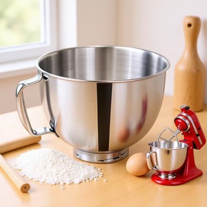 Tazón de Mezcla Metálico para <span class=keywords><strong>Batidora</strong></span> <span class=keywords><strong>KitchenAid</strong></span>, Accesorios para <span class=keywords><strong>Batidora</strong></span> de Pedestal, Tazones de Mezcla de Acero Inoxidable de 4.5-5 Cuartos con Asas - Product Image 6